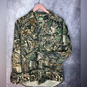 Cabelas Shirt Mens M - Reg. Brown Long Sleeve Camouflage Hunting